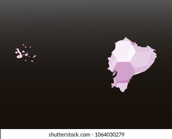 Ecuador map-Purple map made of hexagon on black and gray background, gradient color. Vector illustration eps 10.