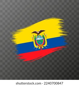 Ecuador national flag. Grunge brush stroke. Vector illustration on transparent background.