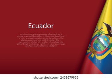 Ecuador national flag isolated on dark background with copyspace