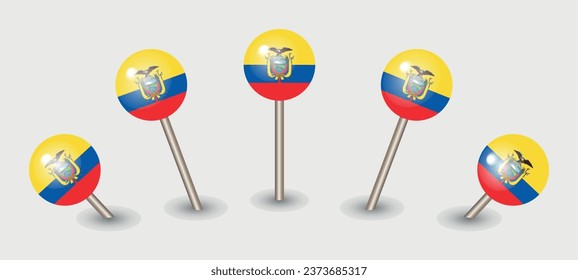 Ecuador national flag map marker pin icon illustration