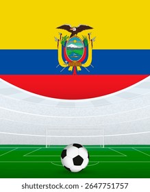Ecuador National Football Theme, Stadium and Soccer Ball. Soccer Match Concept in Ecuador. Ideal for use in sports event promotions, football themed designs, and tournament advertisements.