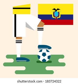 Ecuador, national soccer uniform and flag, flat design