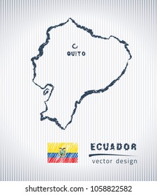 Ecuador national vector drawing map on white background