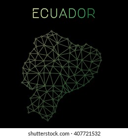 Ecuador network map. Abstract polygonal map design. Network connections vector illustration.