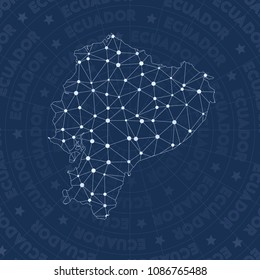 Ecuador network style country map. Extraordinary space style, modern design for infographics or presentations.