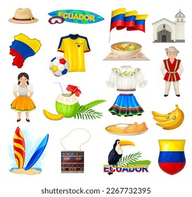 Ecuador Objects and National Symbols Big Vector Set