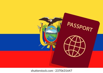 Ecuador Passport. Ecuadorean Flag Background. Vector