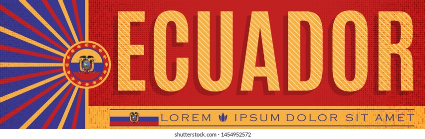 Ecuador Patriotic Banner design, typographic vector illustration, Ecuadorian Flag colors