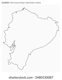 Ecuador plain country map. High Details. Outline style. Shape of Ecuador. Vector illustration.