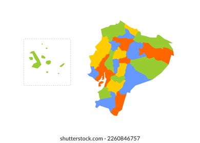 Ecuador political map of administrative divisions - provinces. Blank colorful vector map.