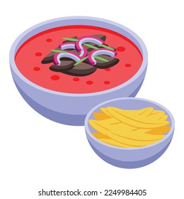 Ecuador red soup icon isometric vector. Vacation country. Travel quito