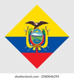 Ecuador rhombus flag. Vector illustration.