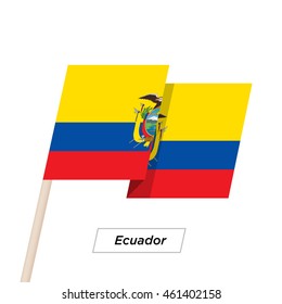 Ecuador Ribbon Waving Flag Isolated on White. Vector Illustration. Ecuador Flag with Sharp Corners