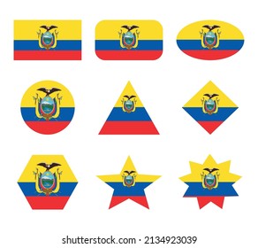 conjunto ecuador de indicadores con formas geométricas