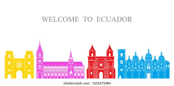 Ecuador set. Isolated Ecuador  architecture on white background