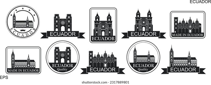 Ecuador set. Isolated Ecuador on white background