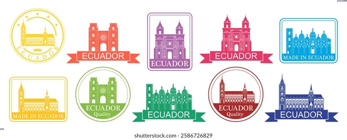 Ecuador set. Isolated Ecuador on white background