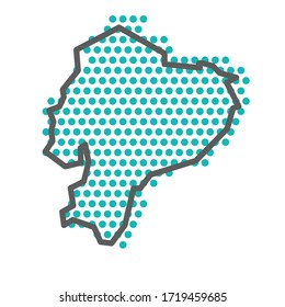 Mapa de esquema simple de Ecuador con patrón de punto medio en verde