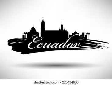 Ecuador Skyline with Typographic Design