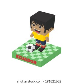 ecuador soccer block isometric cartoon character