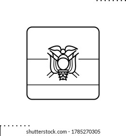 Ecuador square flag vector icon in outlines 