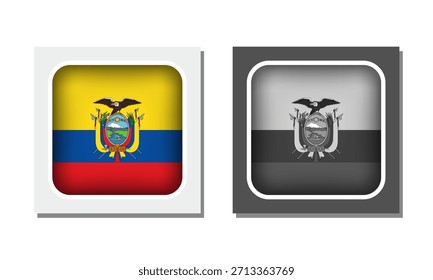 Icono de bandera redondeada cuadrada de Ecuador