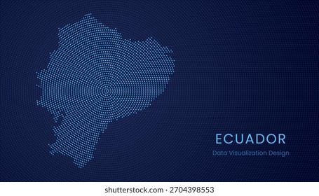 Equador mapa pontilhado estilizado em conceito moderno de visualização de tecnologia de dados circulares.
