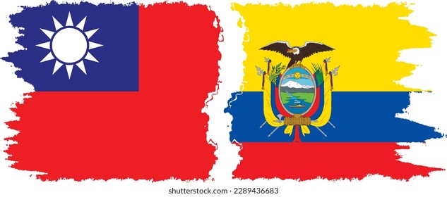 Verbindung Ecuador und Taiwan mit Grunge-Flaggen, Vektorgrafik