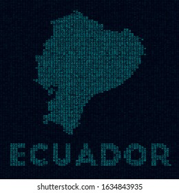 Ecuador tech map. Country symbol in digital style. Cyber map of Ecuador with country name. Beautiful vector illustration.