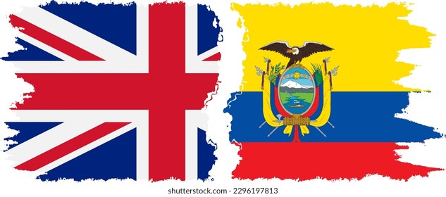 Ecuador and UK grunge flags connection, vector