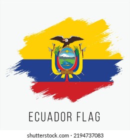 Ecuador Vector Flag. Ecuador Flag for Independence Day. Grunge Ecuador Flag. Ecuador Flag with Grunge Texture. Vector Template.