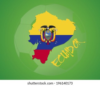 ECUADOR vector illustration, map with soccer ball