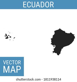 Ecuador vector map with country name, black on white background.