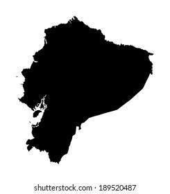 Ecuador vector map silhouette isolated on white background. High detailed illustration. State in South America.