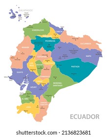 Ecuador vintage map. High detailed vector map with pastel colors, cities and geographical borders