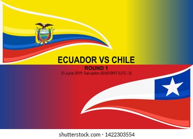 Ecuador vs Chile, 21 June 2019, Football Match ,Vector illustration