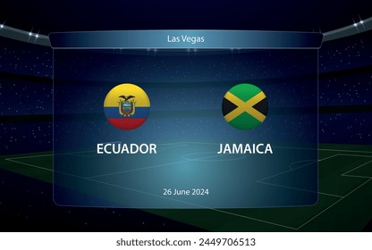 Ecuador vs Jamaica. Torneo de fútbol americano 2024, marcador de fútbol transmitido Plantilla gráfica