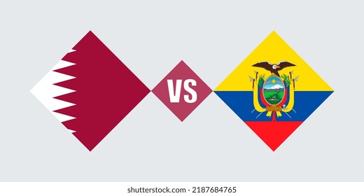 Ecuador vs Qatar flag concept. Vector illustration.