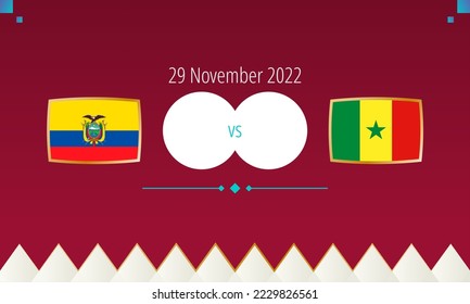 Ecuador vs Senegal football match, international soccer competition 2022. Versus icon.