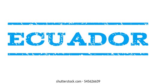 Ecuador watermark stamp. Text caption between horizontal parallel lines with grunge design style. Rubber seal stamp with scratched texture. Vector blue color ink imprint on a white background.