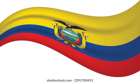 Ecuador wavy flag, waving flag vector illustration