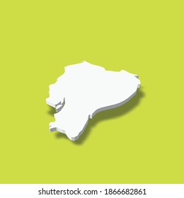 Ecuador - white 3D silhouette map of country area with dropped shadow on green background. Simple flat vector illustration.