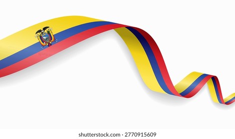 Ecuadorean flag waving ribbon, symbolizing national pride, ideal for patriotic badges, certificates, or cultural design themes and national holidays. Vector illustration.
