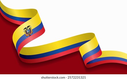 Ecuadorean flag wavy abstract background. Vector illustration.