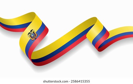 Ecuadorean flag wavy abstract background. Vector illustration.