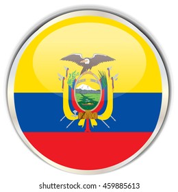 Ecuadorian Flag Glossy Button with highlights
