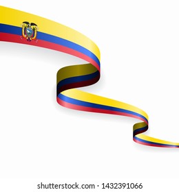 Ecuadorian flag wavy abstract background. Vector illustration.