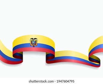 Ecuadorian flag wavy abstract background. Vector illustration.