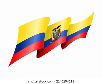 Ecuadorian flag wavy abstract background. Vector illustration.