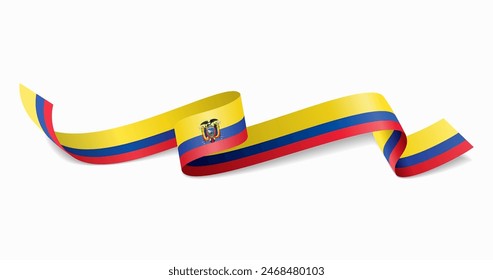 Ecuadorian flag wavy abstract background. Vector illustration.